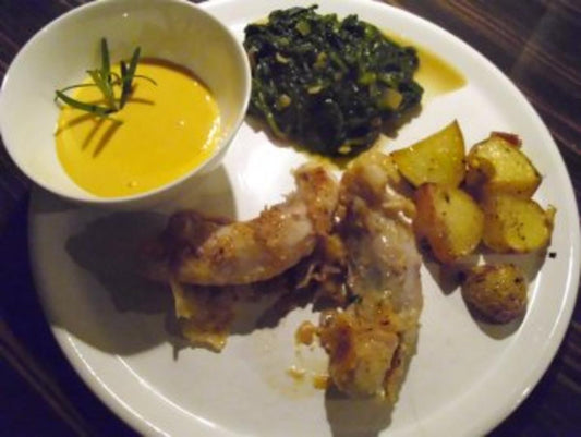 Seeteufel mit Blattspinat und Rosmarinkartoffeln