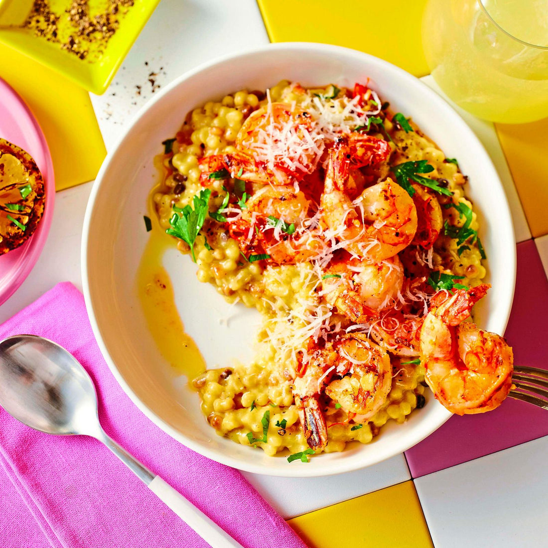 Limoncello-Garnelen auf Blitz-Risotto