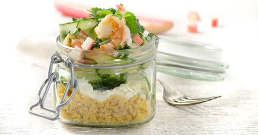 Mozzarella-Gurken-Couscous Salat im Glas - Salat to go