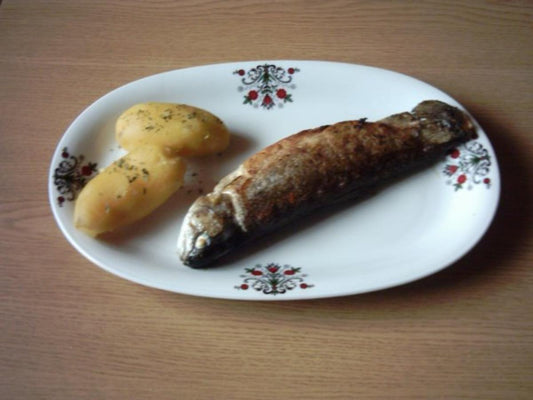 Forelle gegrillt mit Gemüsecremefüllung