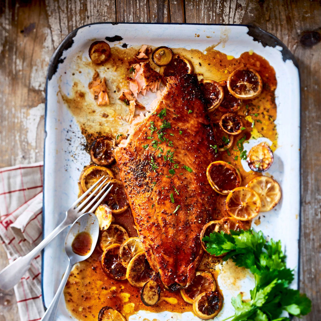 Ofenlachs mit Zitrone und Honig