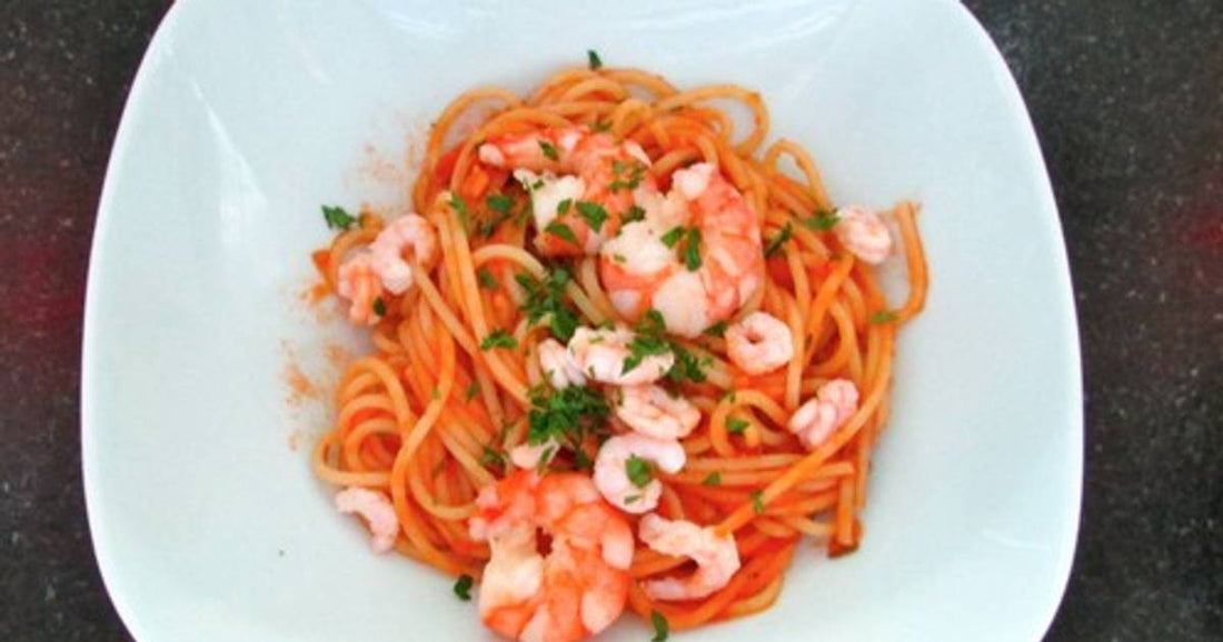 Spaghetti mit Garnelen