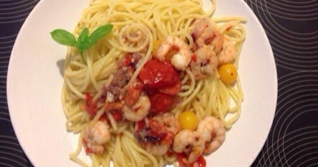 Spaghetti mit Knoblauch-Chili-Shrimps