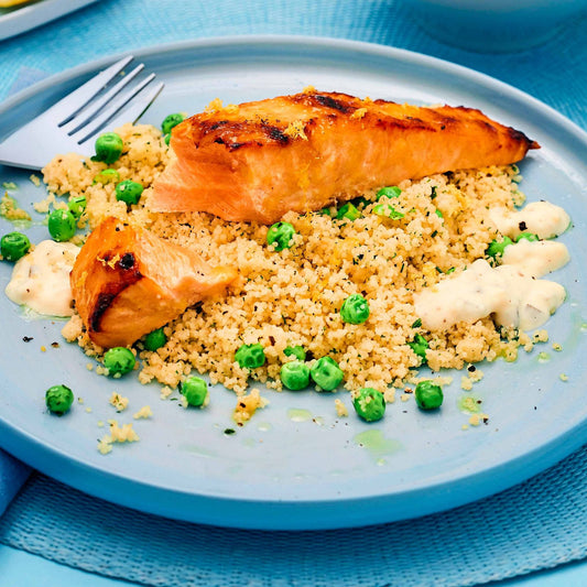 Couscous mit gegrilltem Lachs