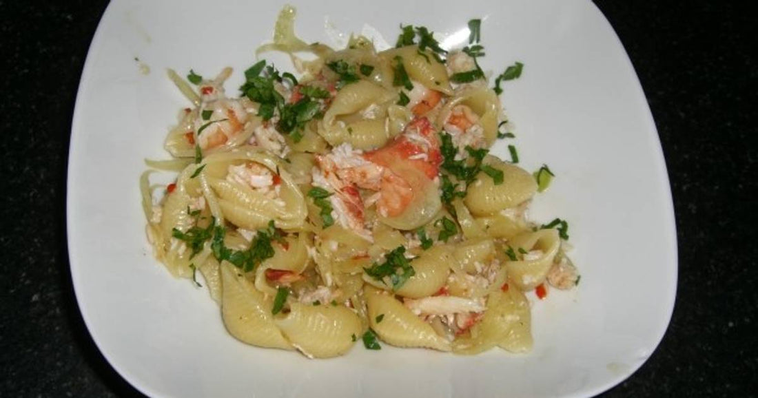 Muschelnudeln mit Krebsfleisch