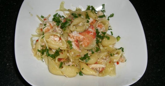 Muschelnudeln mit Krebsfleisch