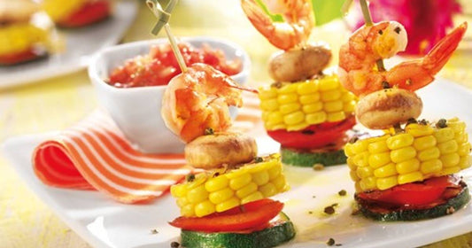 Scampi-Gemüse-Spieße