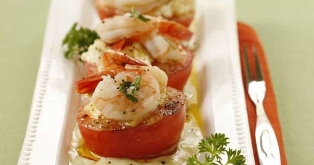 Gefüllte Ofentomaten mit Shrimps und Estragon