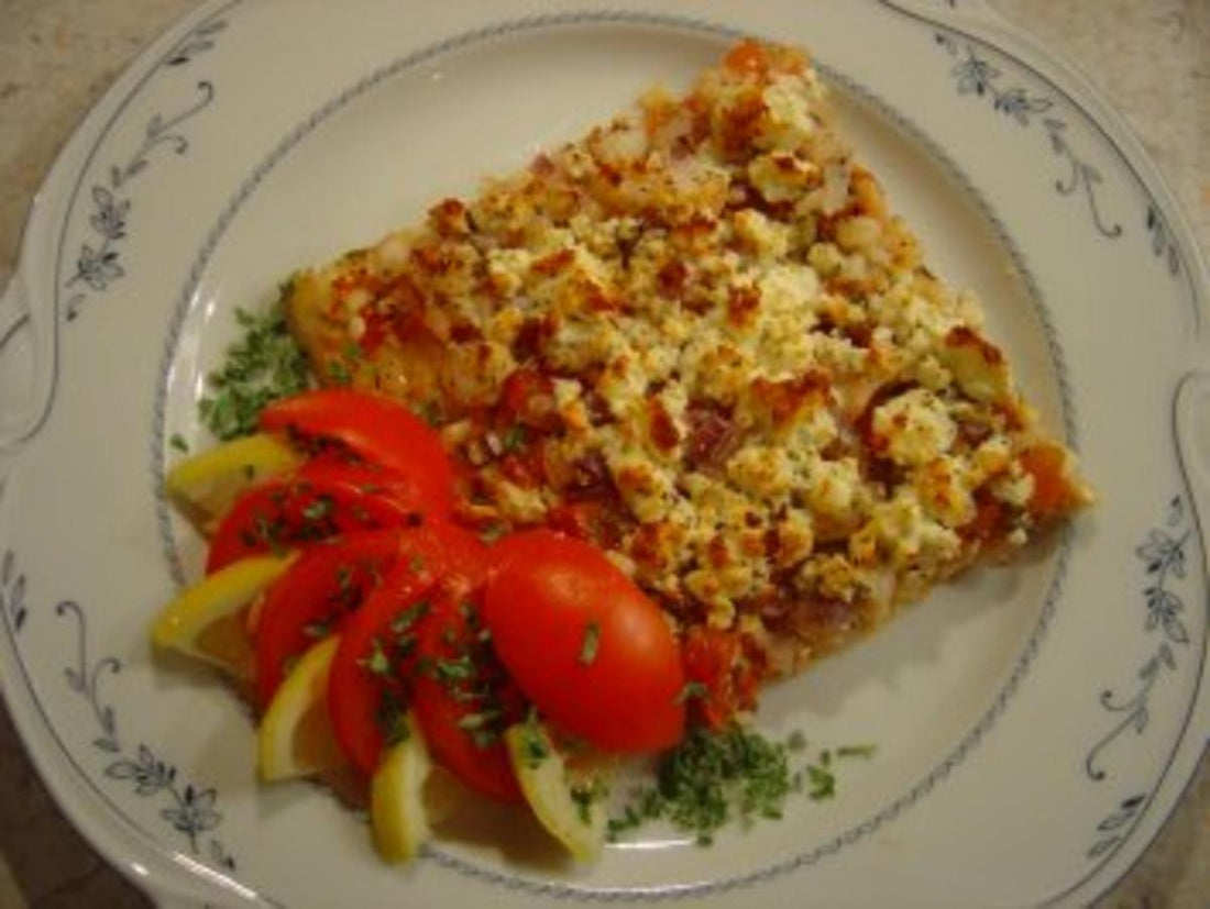 Pizza mit Eismeer Garnelen und Schafskäse