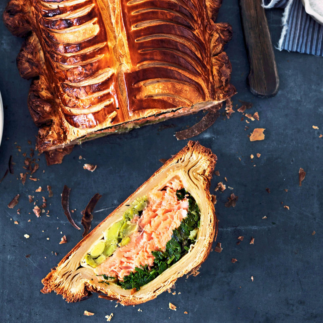 Lachs „Wellington“ mit Meerrettich und Spinat