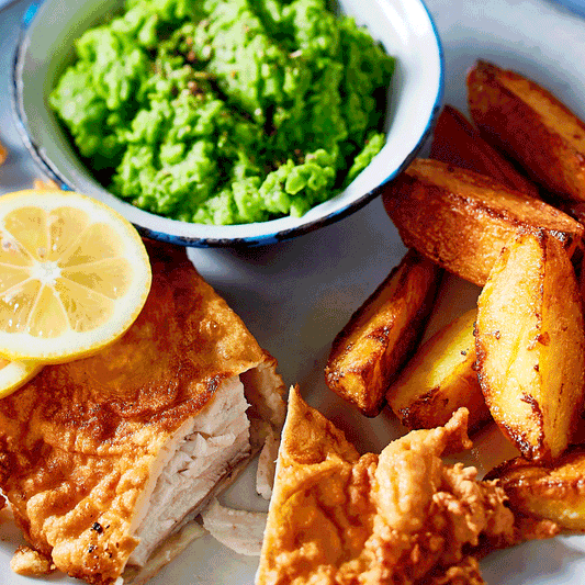 Fish & Chips mit Erbsendip