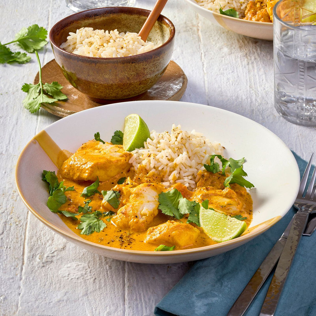 Flottes Fischcurry zu Basmatireis