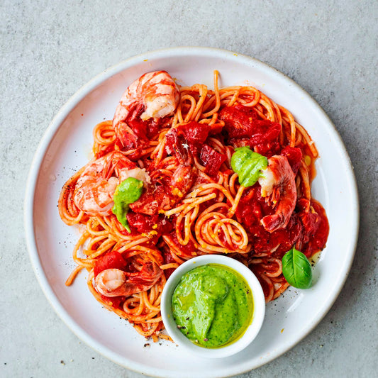 Spaghetti mit Garnelen