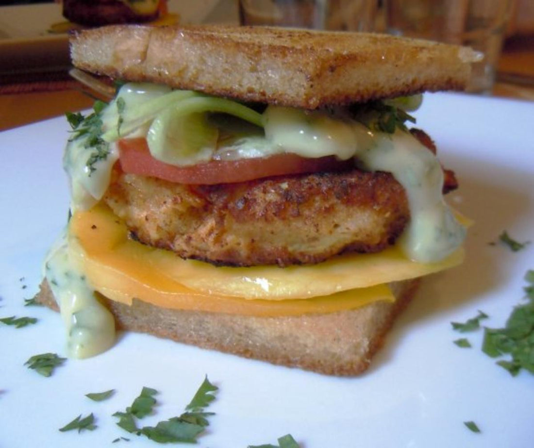 Club Sandwich mit Fischfrikadelle
