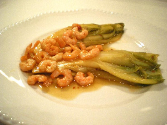 Chicorée mit Shrimps gedünstet