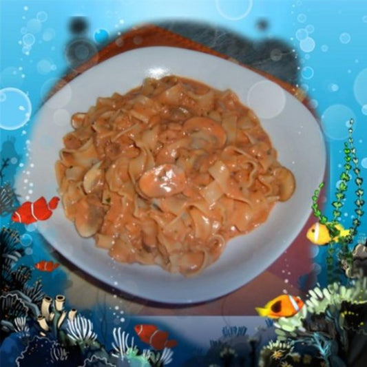 Pfannengericht : Nudelpfanne Thunfisch Champignons