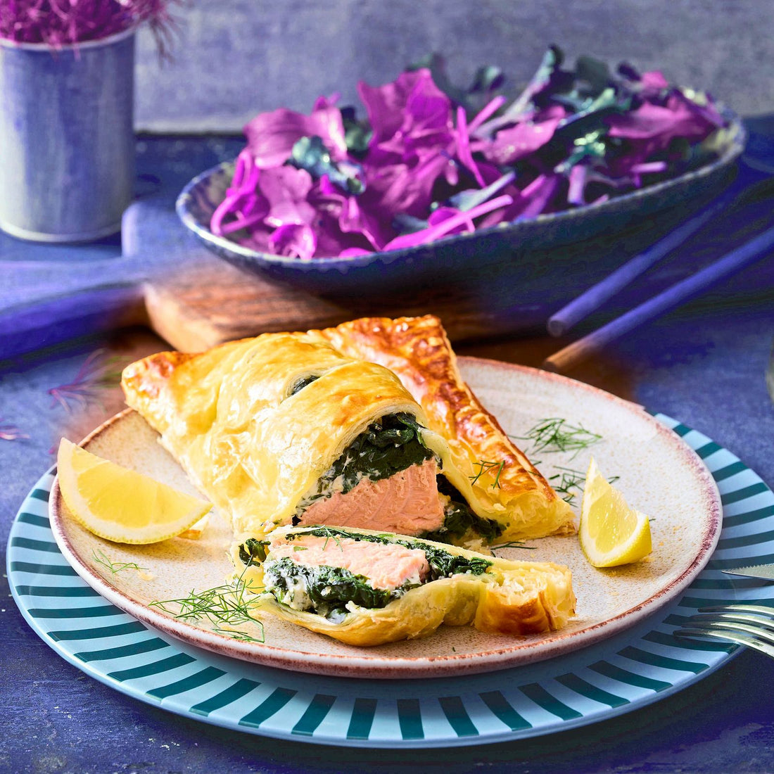 Teigtaschen mit Lachs und Spinat