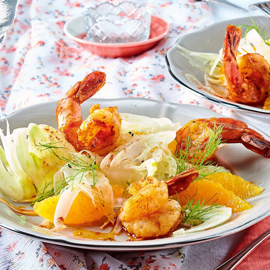 Orangen-Fenchel-Salat mit Garnelen