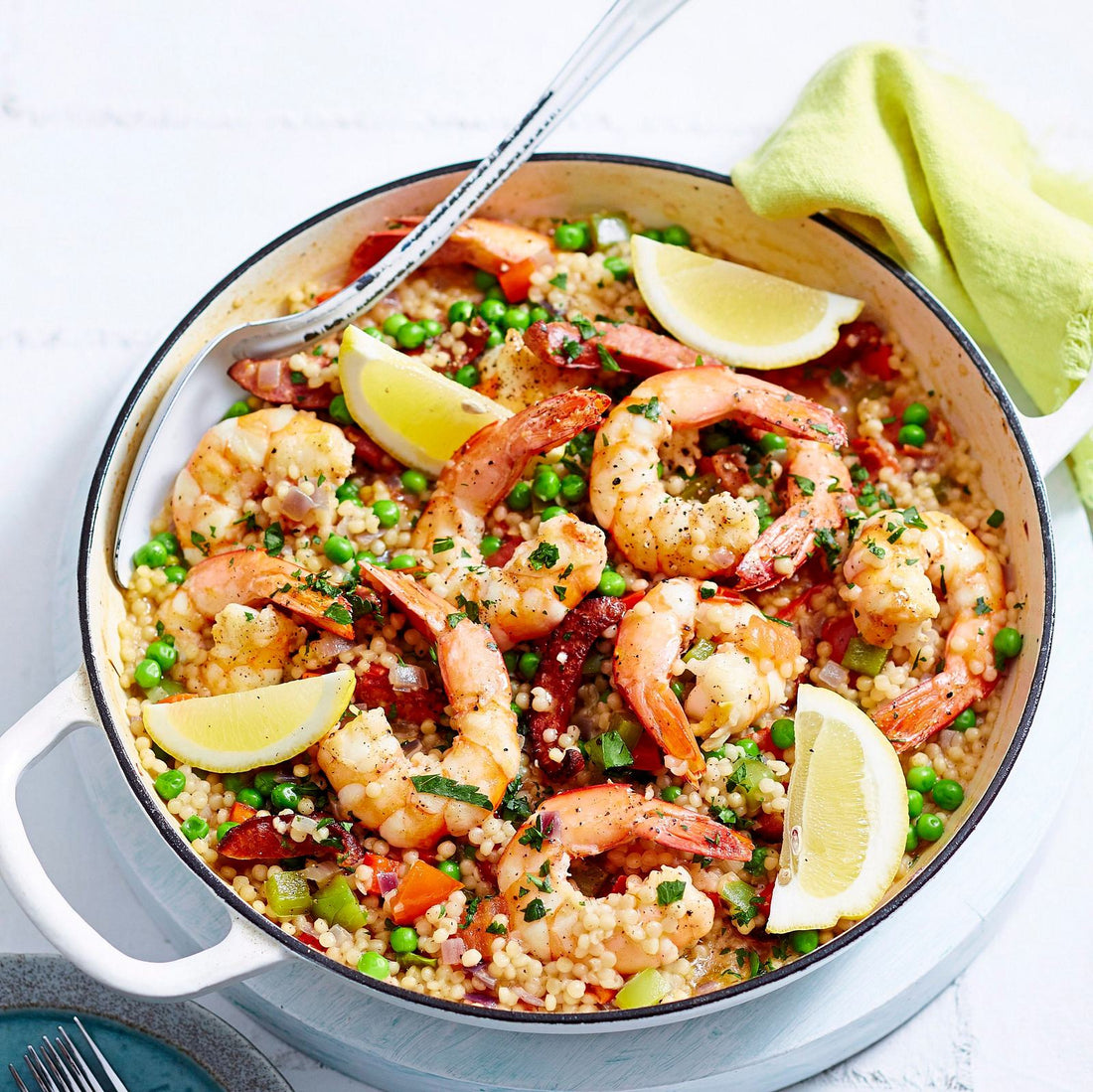 Couscous-Paella mit Garnelen