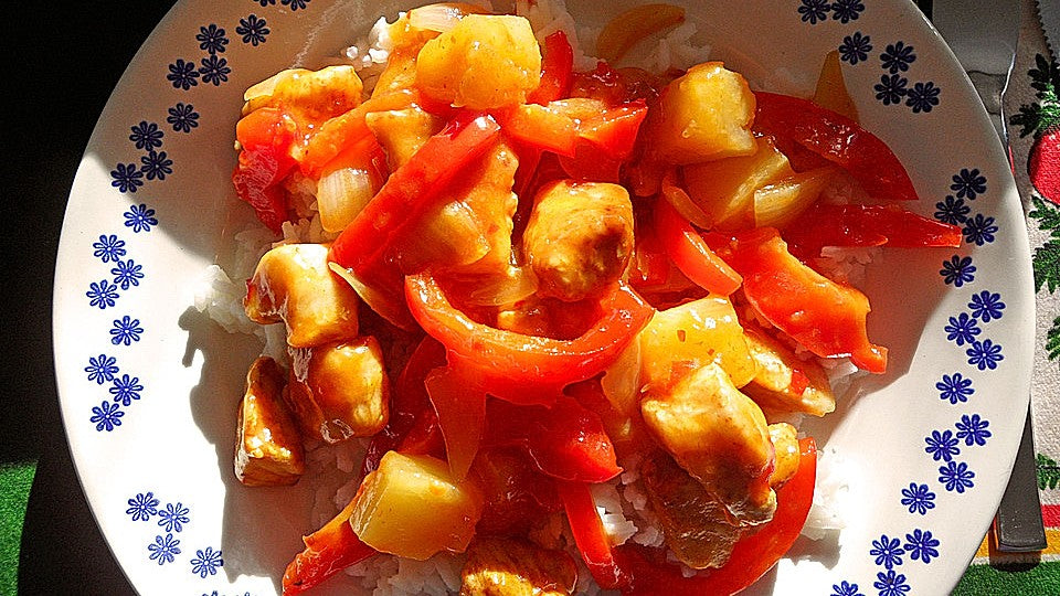 Fleisch, Fisch, Garnelen oder Gemüse mit süß-saurer Chilisauce von mare-blue