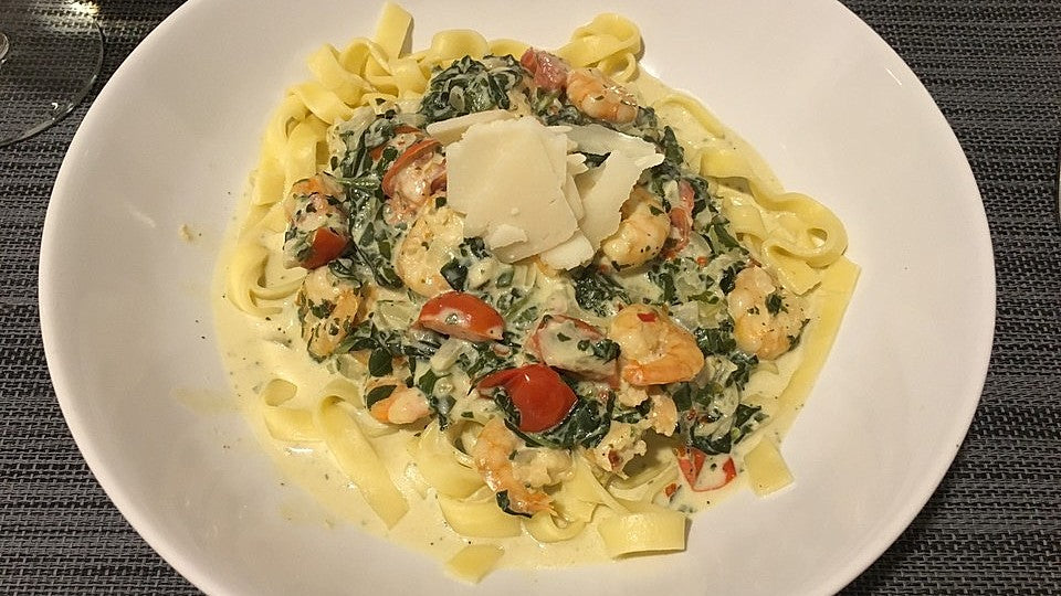 Pasta mit Scampi und Spinat von SpareRibs