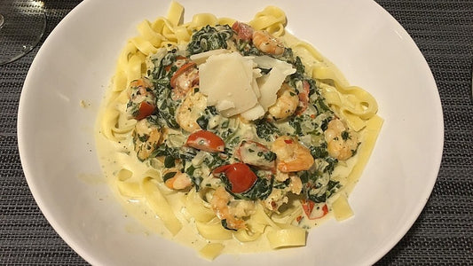 Pasta mit Scampi und Spinat von SpareRibs