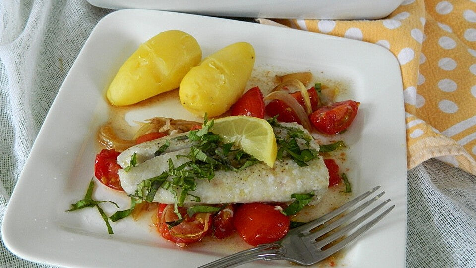Fischfilet mit Kirschtomaten aus dem Backofen von Kuechenmieze
