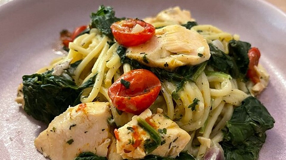 Easy Ofen-One-Blech Lachs-Pasta von Chefkoch_Isabel