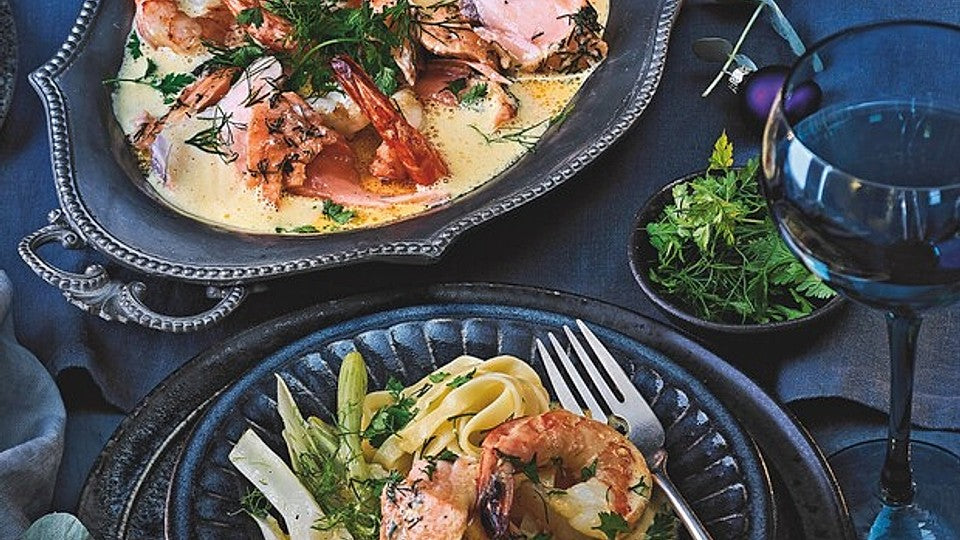 Lachs und Garnelen mit Bandnudeln von BRIGITTEMagazin