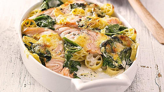 Nudelauflauf mit Spinat und Lachs von queeny