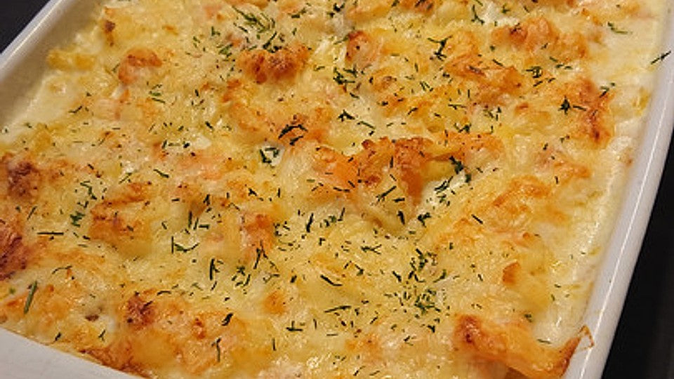 Käsespätzle mit Lachs und Shrimps - Auflauf von Kaukau