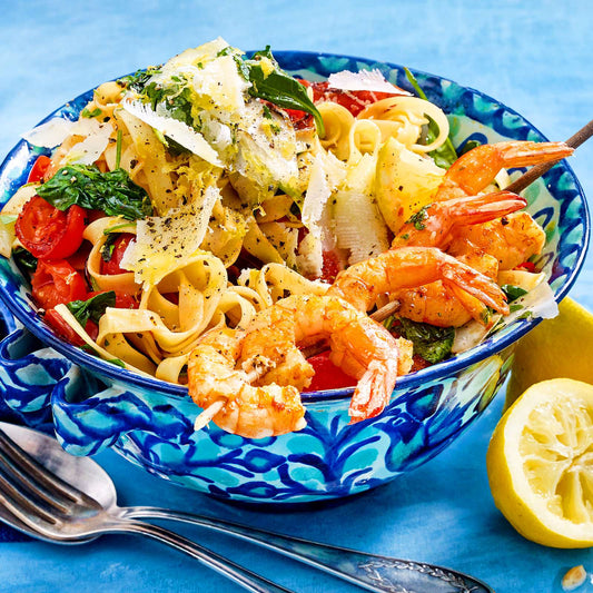 Garnelen-Spinat-Tagliatelle mit Knoblauch