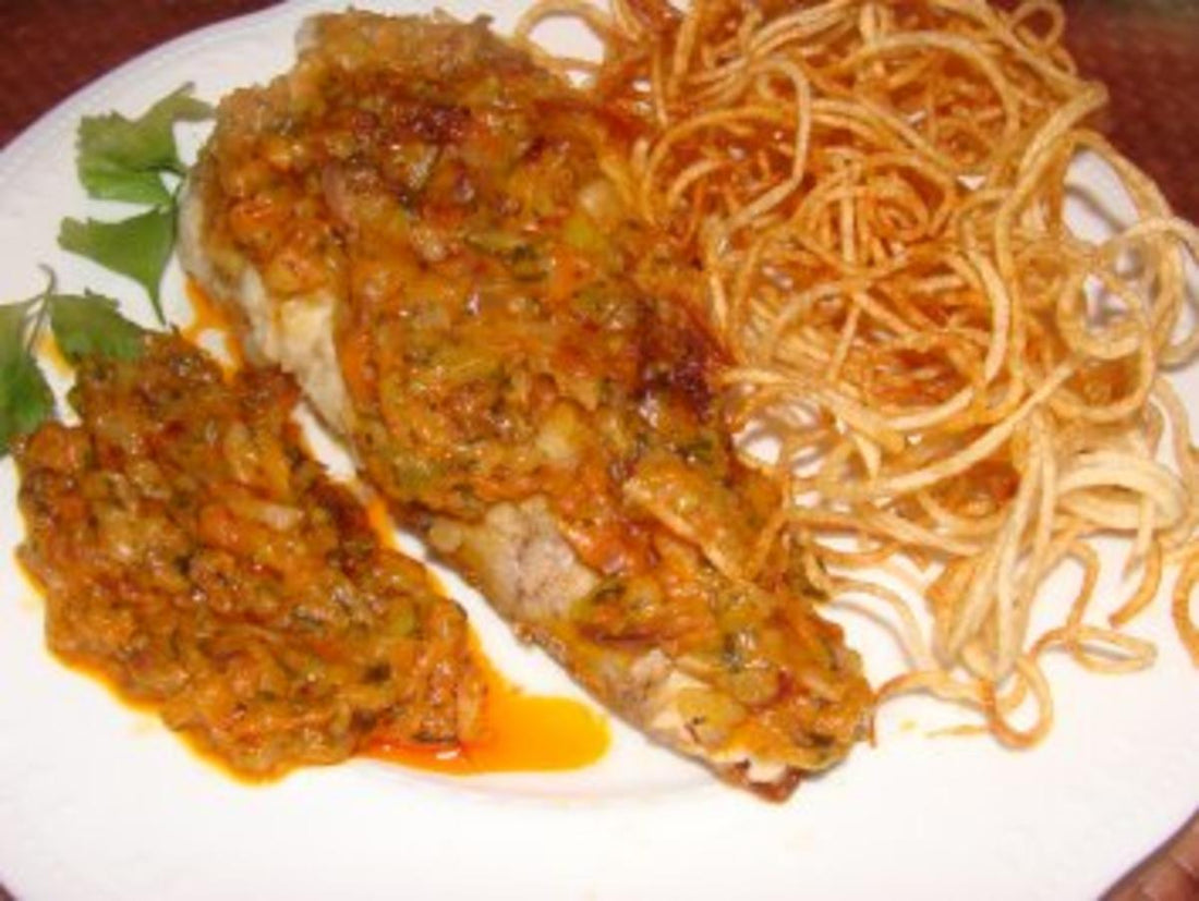 Fisch : Seeteufel mit Sardellenanstrich
